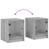 vidaXL Bedside Cabinet with Glass Door Gray Sonoma 13.8"x14.6"x16.5"