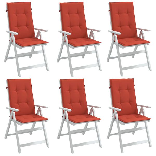 vidaXL Highback Chair Cushion Set of 6 Melange red 100% polyester