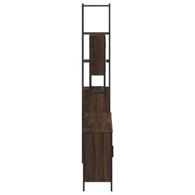 Narrow tall cabinet with multiple shelves and a lower cabinet, designed for corner or narrow spaces.
