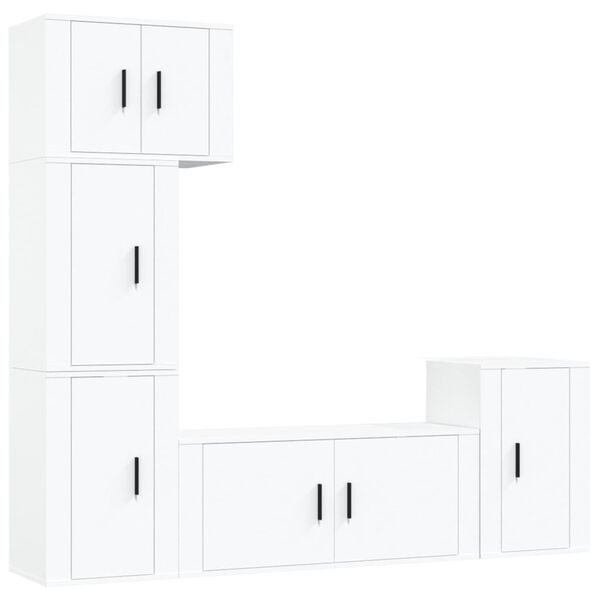 vidaXL TV Cabinet Set Set of 5 White Engineered wood