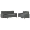 vidaXL Sofa Set Dark Grey Polyester, Plywood, Metal 2-seater Sofa Set