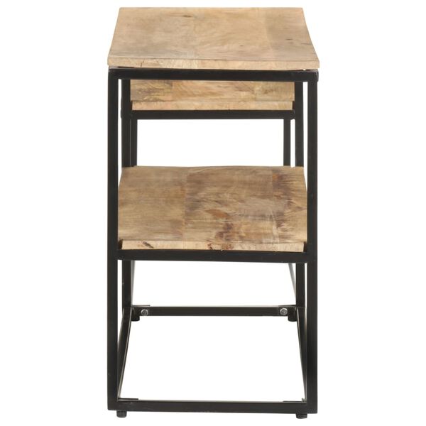 vidaXL TV Cabinet Mango wood color Rough Mango Wood and Powder-Coated Steel