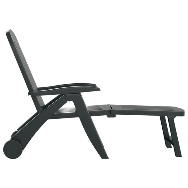 vidaXL Sun Lounger Green Polypropylene Standard Multi-Position Backrest