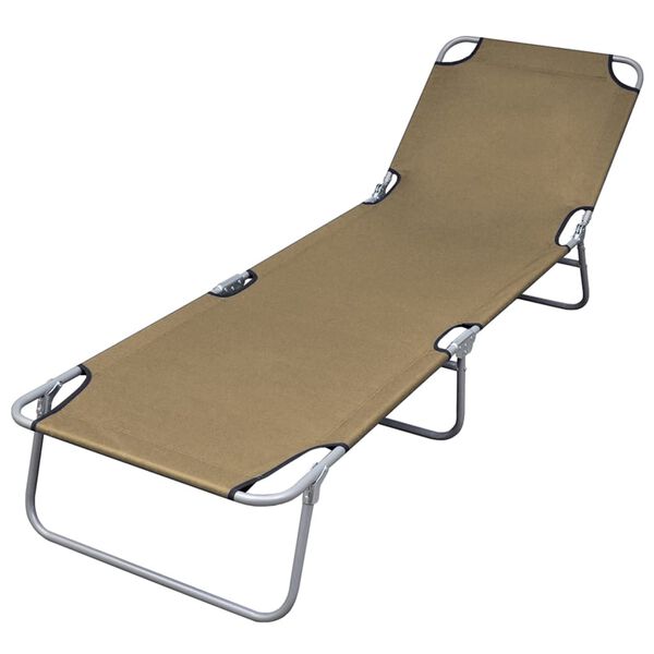 vidaXL Sunlounger Taupe Powder-Coated Steel 74.4 x 22.8 x 10.6 in