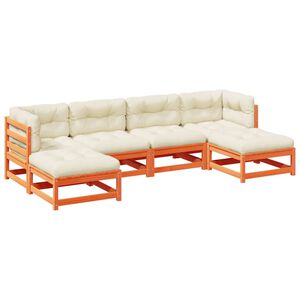 vidaXL Garden Sofa Set Wax Brown, Cream