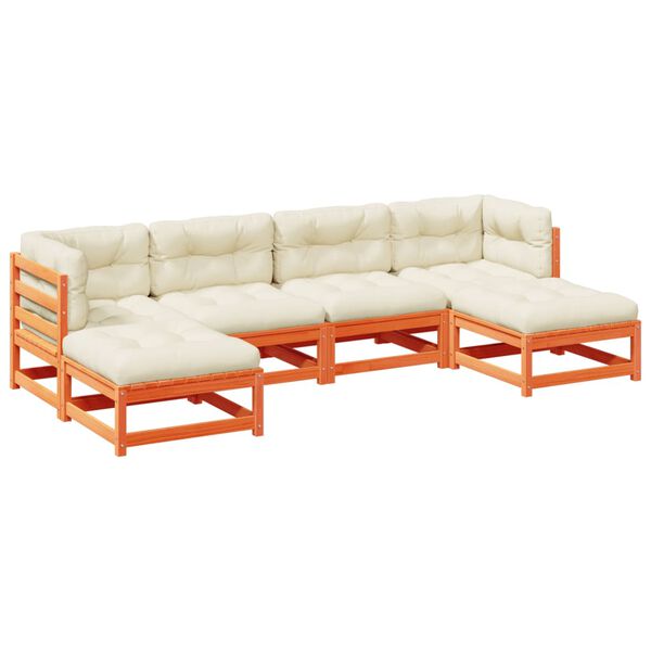 vidaXL Garden Sofa Set Wax Brown, Cream