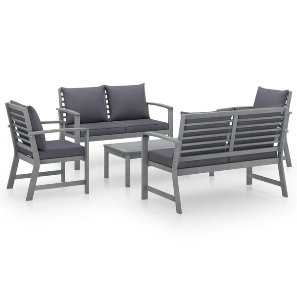 vidaXL Garden Lounge Set Gray Solid Acacia Wood Medium Modular