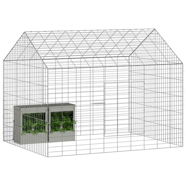 vidaXL Rabbit Cage Silver 400 x 78 x 78 cm Galvanised Steel