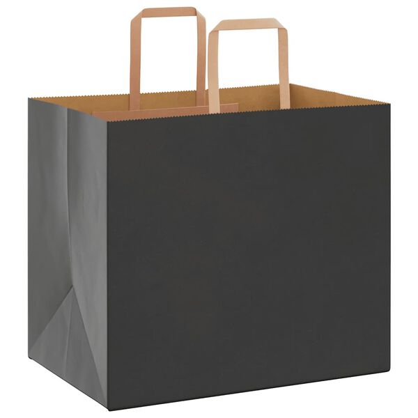 vidaXL Paper Bags 250 pcs with Handles Black 32x22x28 cm