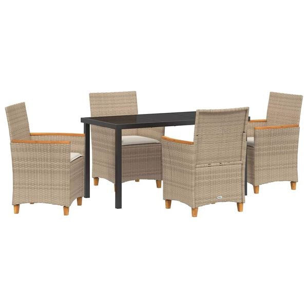 vidaXL Garden Dining Set 5 pcs Beige Poly Rattan