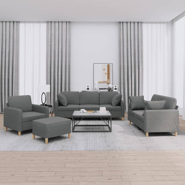 vidaXL Sofa Set Dark Grey Fabric (100% polyester), metal, textilene, plywood