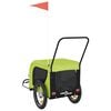 vidaXL Pet Bike Trailer Green and Black Oxford fabric, iron, PVC Small