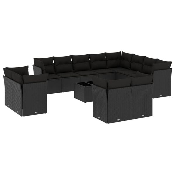 vidaXL Garden Sofa Set Black