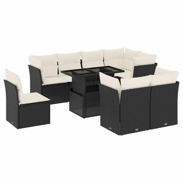 vidaXL Garden Sofa Set Black and Cream White