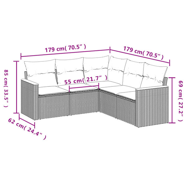 vidaXL Garden Sofa Set Black, Cream White
