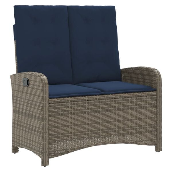 vidaXL Reclining Garden Bench Grey and Navy Blue