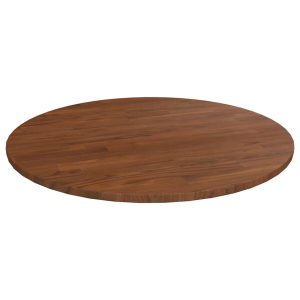vidaXL Table Top Dark Brown Solid Oak Wood Medium Durable Round