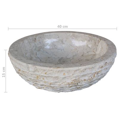 vidaXL Basin Marble 15.7" Cream