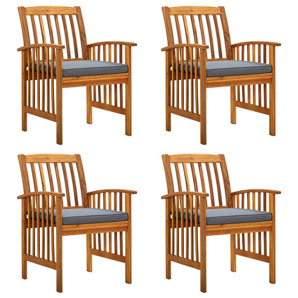 vidaXL Garden Dining Chair Set of 4 Dark Grey Solid Wood Acacia Medium