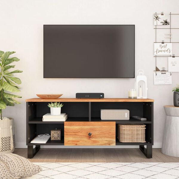vidaXL TV Cabinet Natural wood and black
