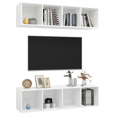 vidaXL Wall-mounted TV Stands 2 Pcs White Engineered Wood