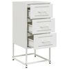 vidaXL Bedside Cabinet White Steel Medium Bedside Cabinet Rectangular