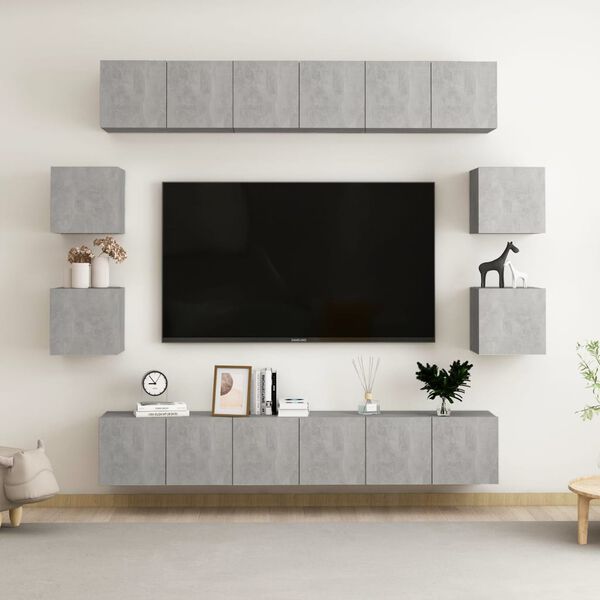 vidaXL 10 Piece TV Stand Set Concrete Gray Engineered Wood