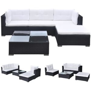 vidaXL Garden Sofa Black, Cream White PE Rattan Medium Garden Sofa
