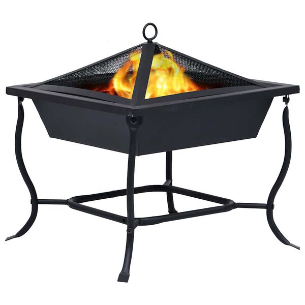 vidaXL Fire Pit Black 16.5"x16.5"x17.7" Steel