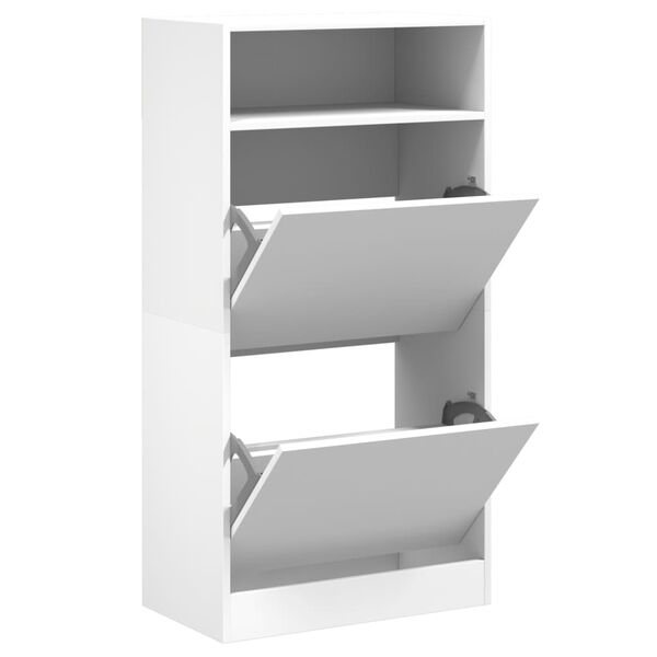 vidaXL Shoe Cabinet White Engineered Wood Compact Modern Shoe Storage
