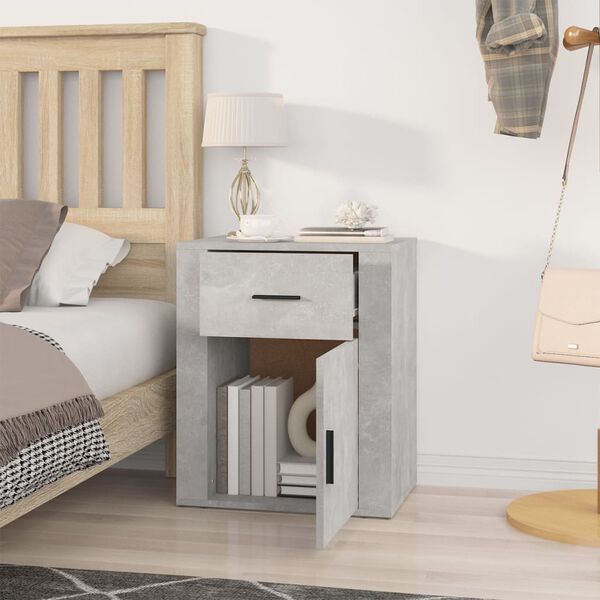 vidaXL Bedside Cabinet Concrete Grey Engineered wood Small