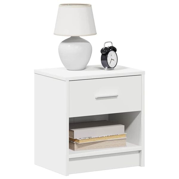 vidaXL Bedside Cabinet White Engineered wood Medium Bedside Cabinet