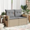vidaXL Garden Sofa Beige PE rattan, powder-coated steel, polyester fabric