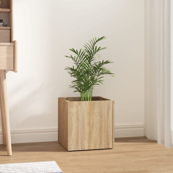 vidaXL Planter Box Sonoma oak Engineered wood 15.7 x 15.7 x 15.7 in