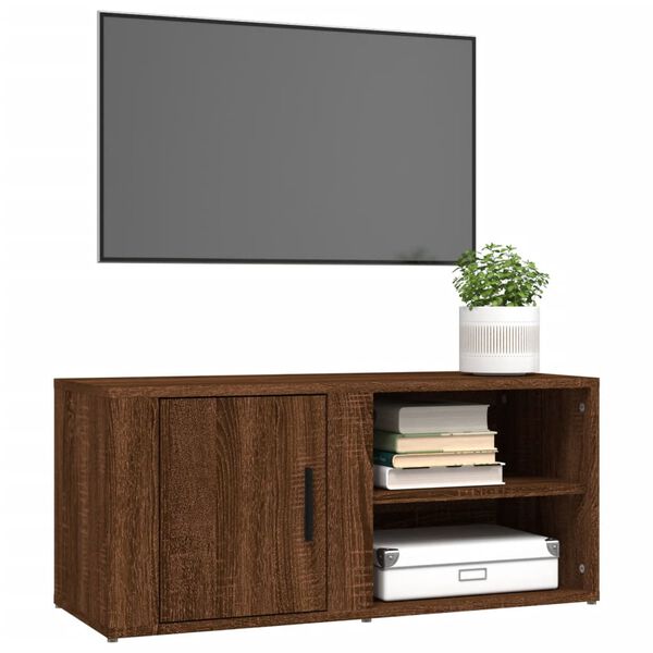 vidaXL TV Cabinet Set of 2 Brown Oak Engineered Wood Medium TV Cabinet