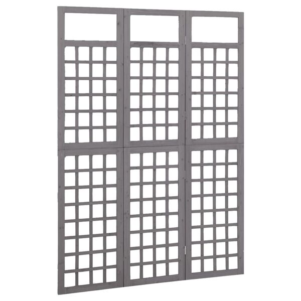 vidaXL 3-Panel Room Divider/Trellis Solid Fir Wood Gray 47.6"x70.9"