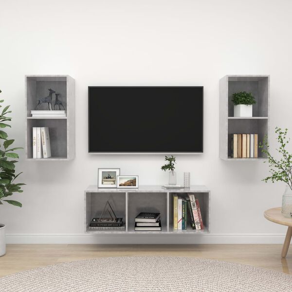 vidaXL TV Cabinet Set Concrete Grey Engineered Wood Medium