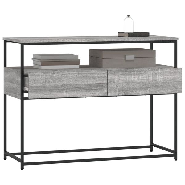 vidaXL Console Table Grey Sonoma Engineered Wood, Metal
