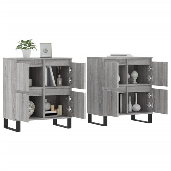 vidaXL Sideboard Set of 2 Grey Sonoma Engineered wood Medium Sideboard