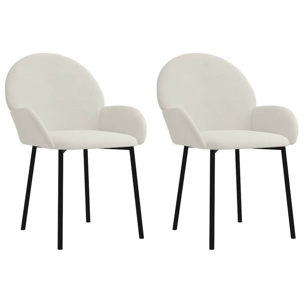 vidaXL Dining Chair Set of 2 Cream Velvet (100% polyester), metal, plywood