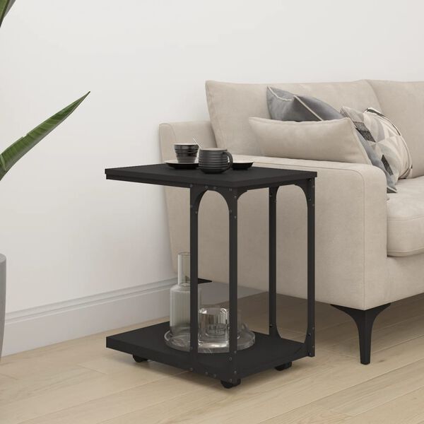 vidaXL Side Table Black Engineered wood 19.7 in x 13.8 in x 21.9 in