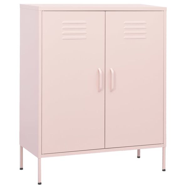 vidaXL Storage Cabinet Pink Steel 31.5 x 13.8 x 40.0 in Storage Cabinet