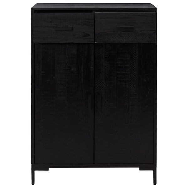 vidaXL Shoe Rack Black Solid Pine Wood 29.5 x 15.7 x 43.3 in Shoe Rack