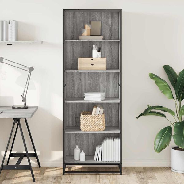 vidaXL Bookcase Grey sonoma Engineered wood Tall Bookcase Rectangular