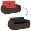 vidaXL 8 Piece Patio Sofa Set with Cushions Brown Poly Rattan