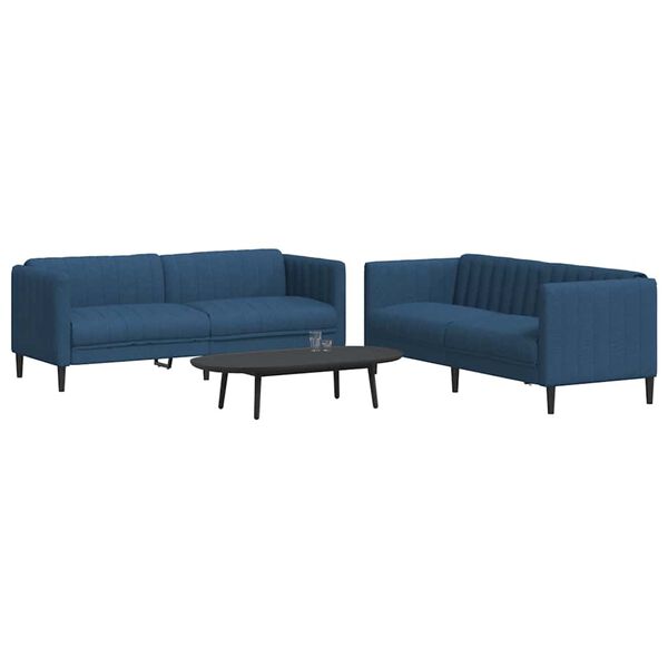 vidaXL 2 Piece Sofa Set Blue Fabric