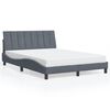 vidaXL Bed Frame with LED without Mattress "Hanko" Dark Gray 53.9"x74.8" Velvet