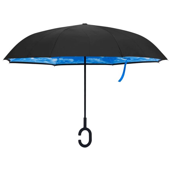 vidaXL Umbrella Black 190T PG, Metal, Fiberglass Medium Foldable