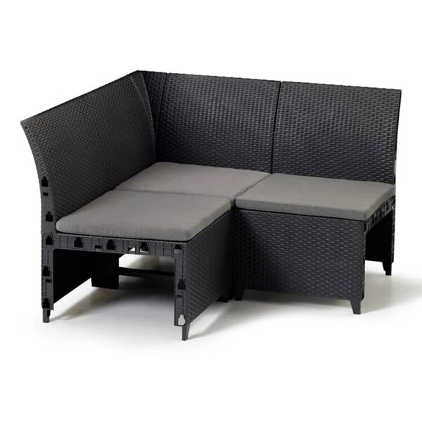 Keter Outdoor Sofa Graphite Polypropylene Large Outdoor Sofa Crescent