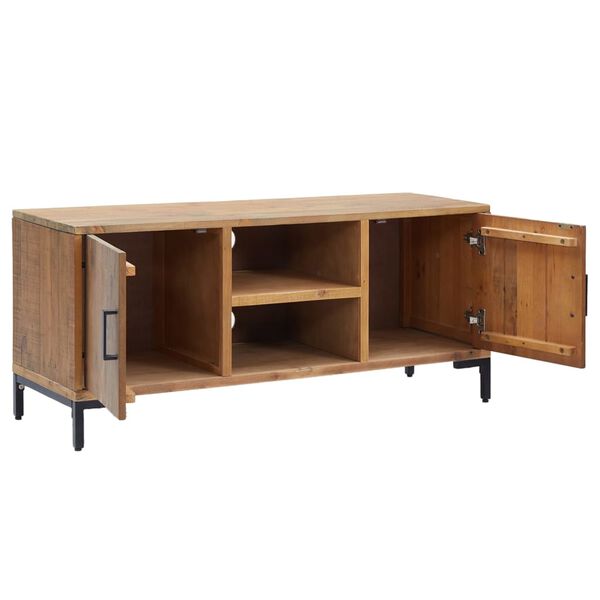 vidaXL TV Cabinet Brown Solid Pine Wood 43.3 in TV Cabinet Rectangular